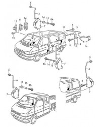 Электромотор левой пассажирской сдвижной двери VW T4